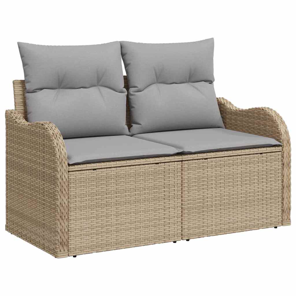 Garten-Sofa-Set mit Speicher 8 pcs Beige Poly Rattan